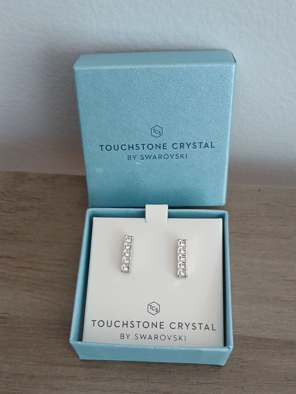 Swarovski Touchstone Crystal Clear Pave Bar Earrings